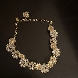 kate spade Gold and Clear Crystal Floral Statement Necklace